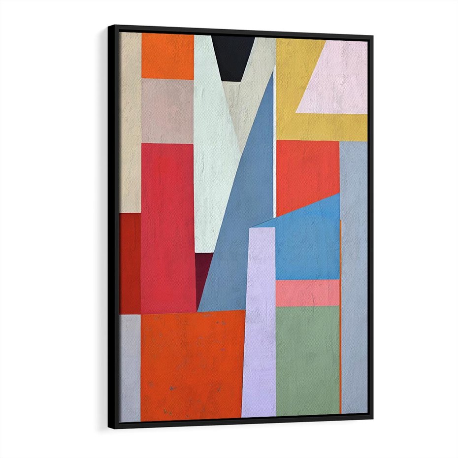 Obraz w ramie 70x100 - Migotliwe Nastroje Kształtów - różne geometryczne formy, olejny obraz - rama czarna