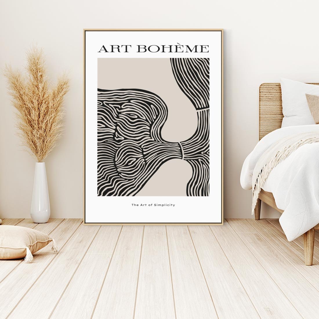 Obraz w ramie 50x70 - Wewnętrzne Zagadki Kształtów - sztuka minimalizmu, biało czarna rycina - rama drewno