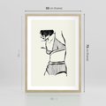 Plakat w ramie 50x70 - Minimalistyczny Urok - szkic, kobieta w bieliźnie - rama drewno