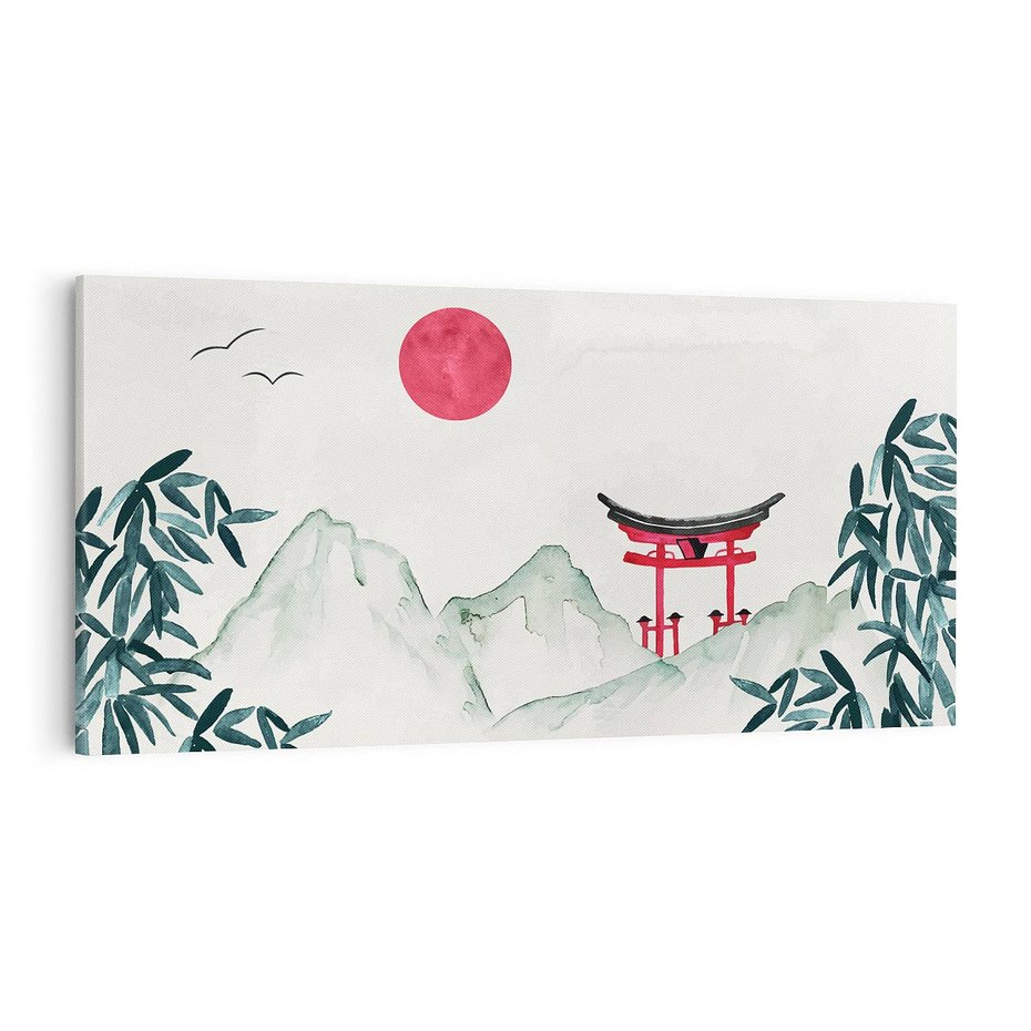 Obraz na płótnie 100x50 - Słońce nad Górami - japoński krajobraz, góry