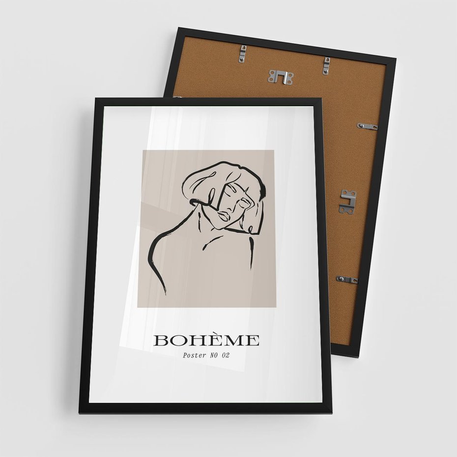 Plakat w ramie 50x70 - Echa Nieznanych Konturów - boho plakat, typografia - rama czarna