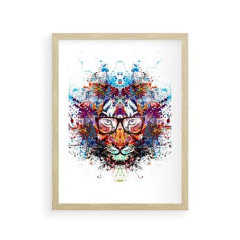 Plakat w ramie 40x50 - Tygrys w graficznej oprawie - tygrys, grafika - rama drewno