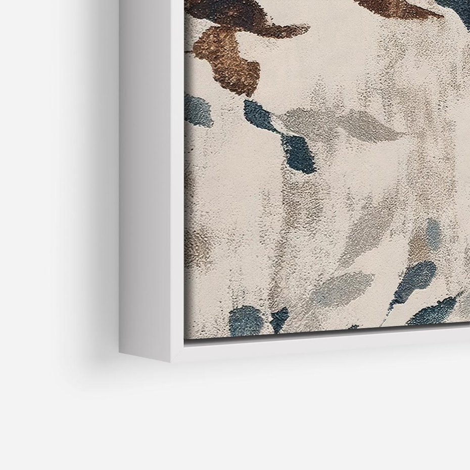 Obraz w ramie 100x70 - Refleksje liściowych barw - abstrakcyjne kształty, przypominają liście - rama biała