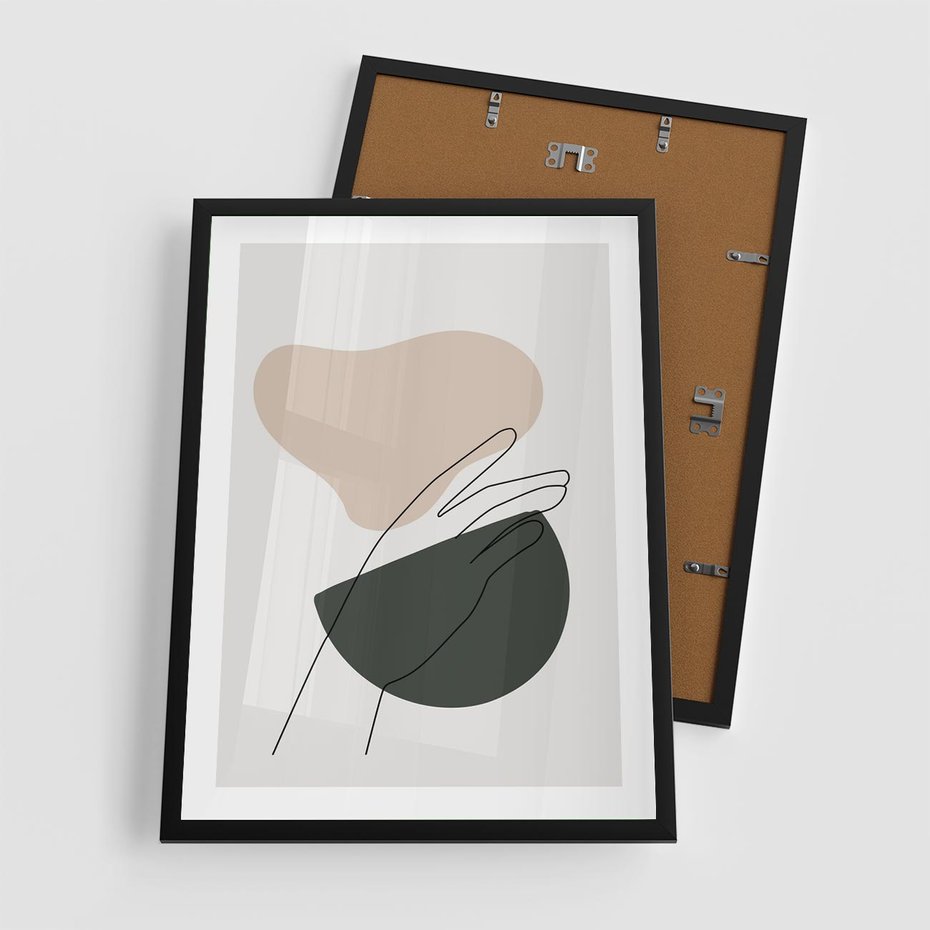 Plakat w ramie 50x70 - Rozkwitająca Opowieść - szkic jedną linią, one lone - rama czarna