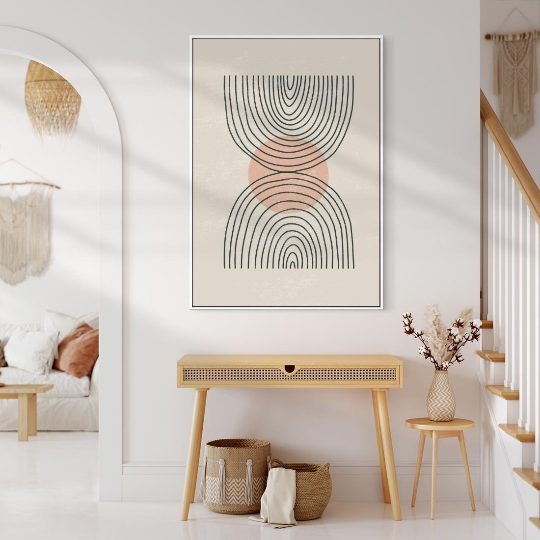 Obraz w ramie 70x100 - Nowy Rytuał - abstrakcyjna sztuka, boho kształty - rama biała