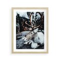 Plakat w ramie 40x50 - W Zimowej Krainie - renifer, zima - rama drewno