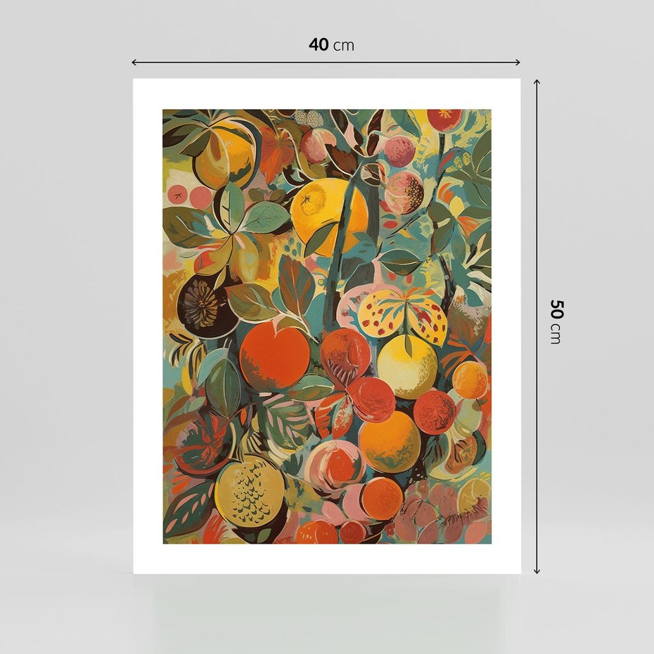 Plakat bez ramy 40x50 - Księga Surrealnych Wyobrażeń - abstrakcyjny obraz owoców, jak picasso