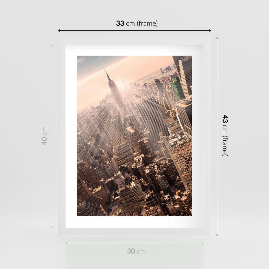 Plakat w ramie 30x40 - Dynamika Nowego Jorku - Nowy Jork, miasto - rama biała