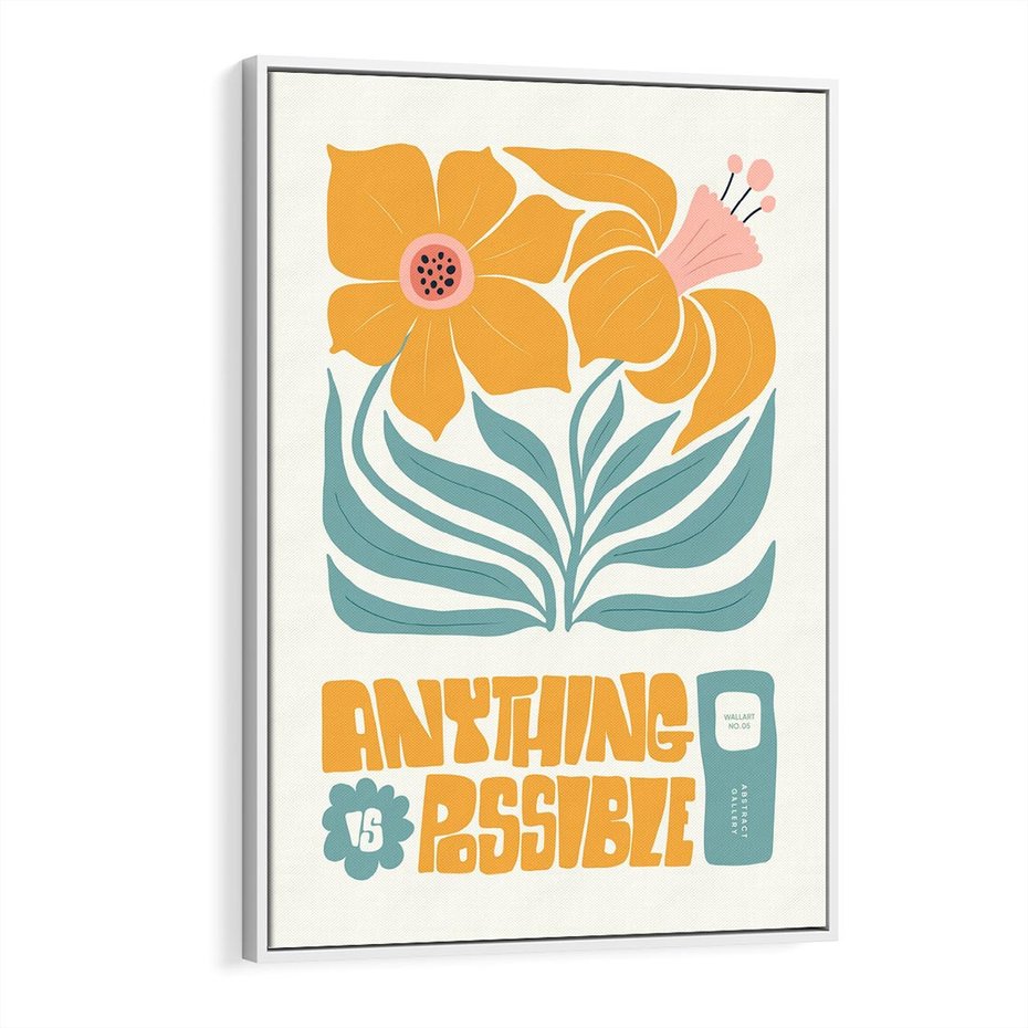 Obraz w ramie 70x100 - Kolorowa Harmonia - sztuka nowoczesna, pastelowe kwiaty - rama biała