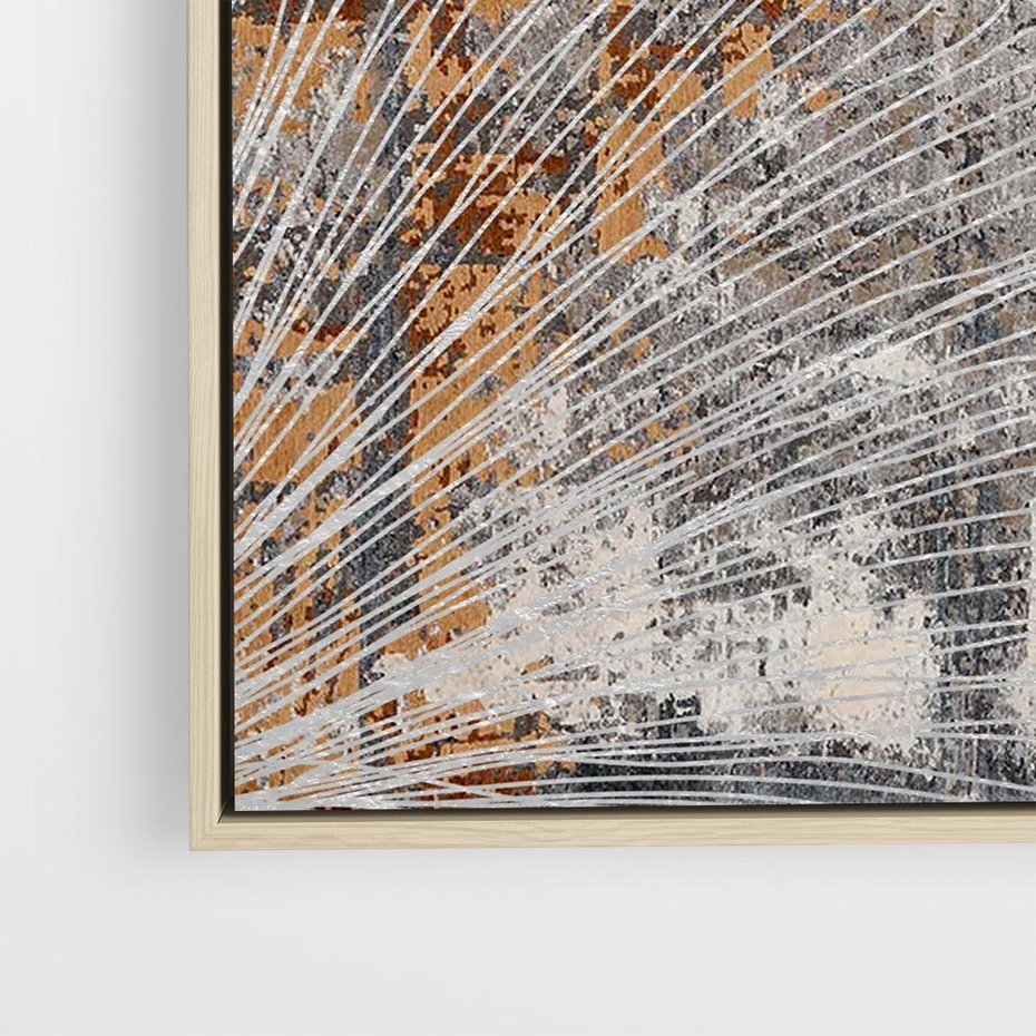 Obraz w ramie 80x80 - Złote liście melancholii - liście miłorzębu, tekstura - rama drewno