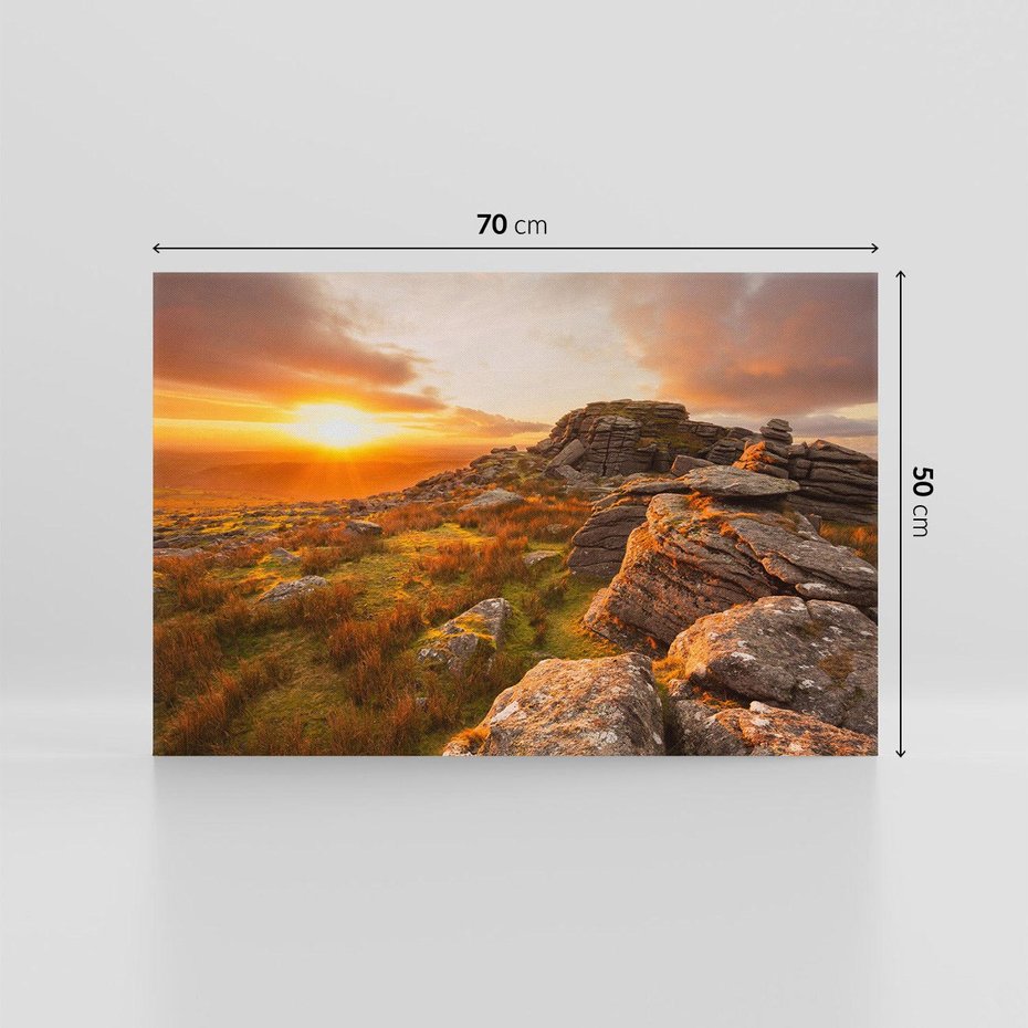 Obraz na płótnie 70x50 - Skały oplątane słońcem - skały, słońce