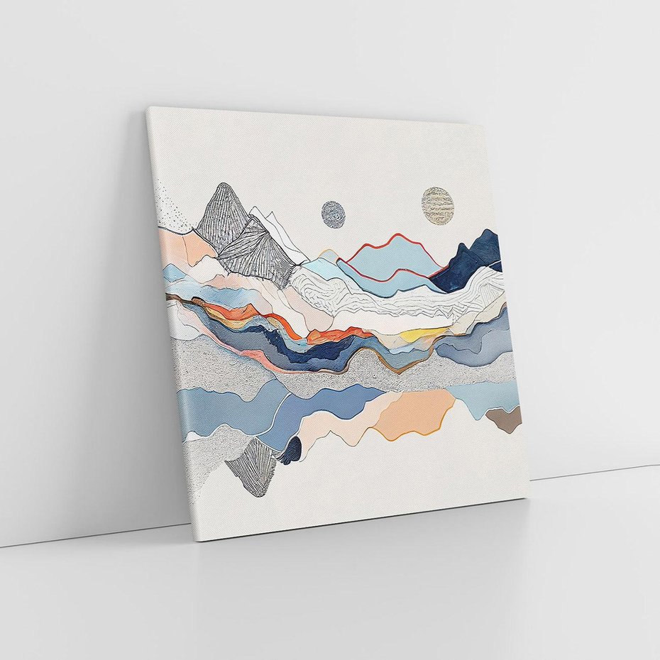 Obraz na płótnie 30x30 - Dynamiczne Góry - akwarelowe graficzne góry, krajobraz