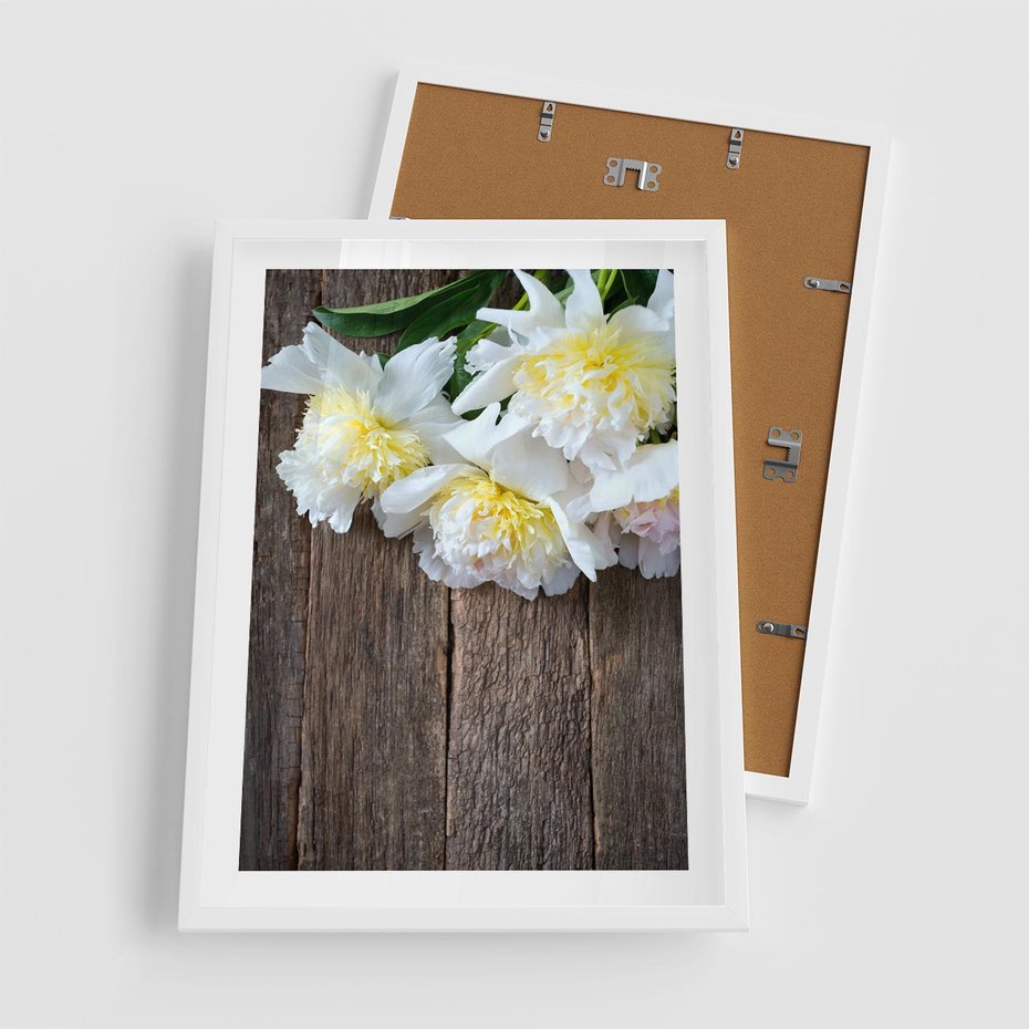 Plakat w ramie 50x70 - Relaksująca Harmonia - kwiaty, spa - rama biała