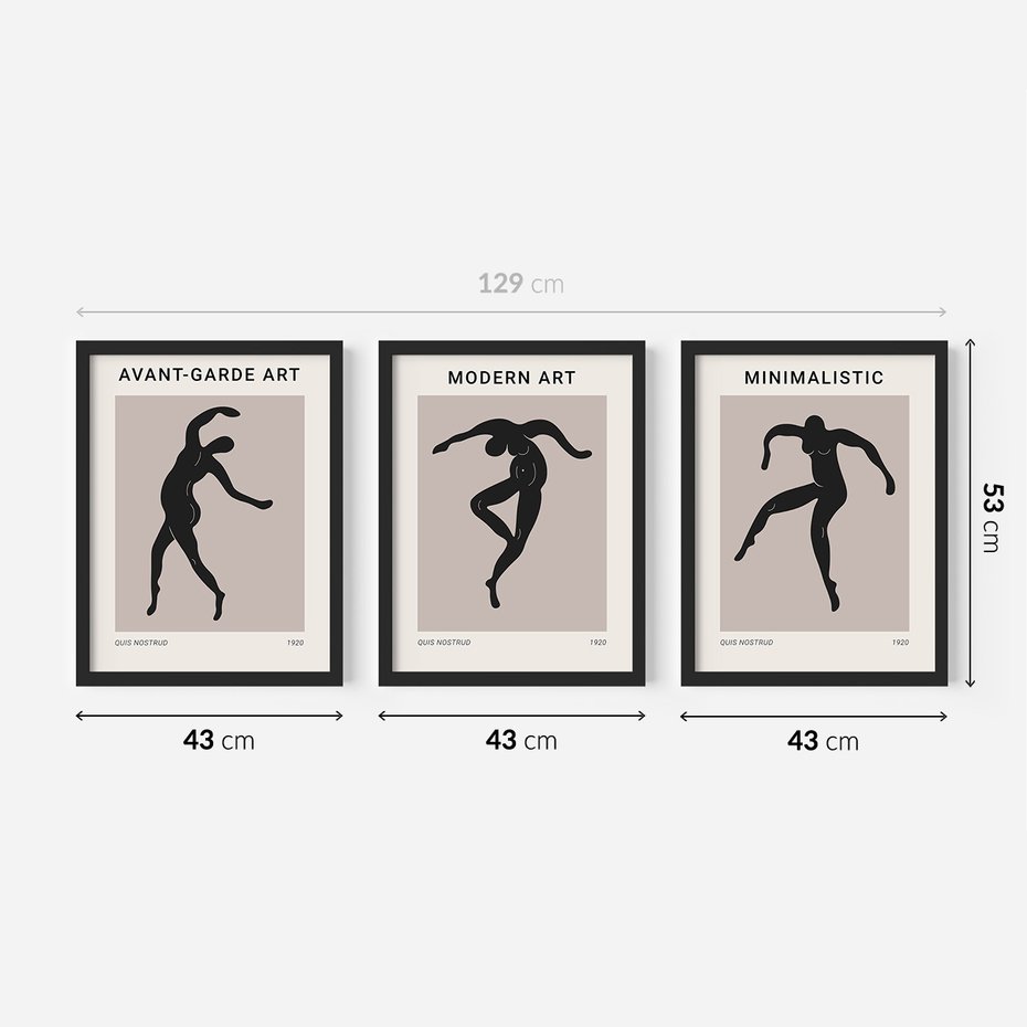 Zestaw obrazy w ramie 40x50 galeria - Nowoczesny, sztuka, art, postacie - rama czarna