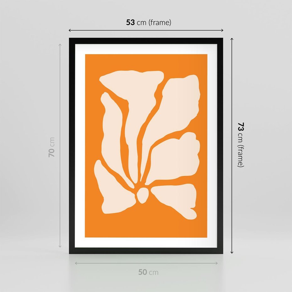 Plakat w ramie 50x70 - Wibracje Barw - abstrakcyjny boho plakat, pomarańczowe tło - rama czarna