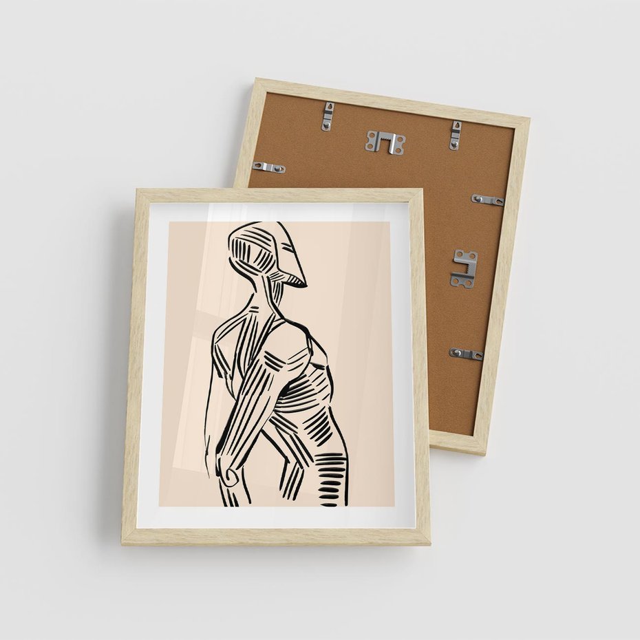 Plakat w ramie 40x50 - Eksploracja Wizualna - szkic, czarno biały - rama drewno