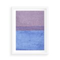Plakat w ramie 50x70 - Taniec Światła - kolorowe akwarelowe pasy, odcienie fiolet - rama biała