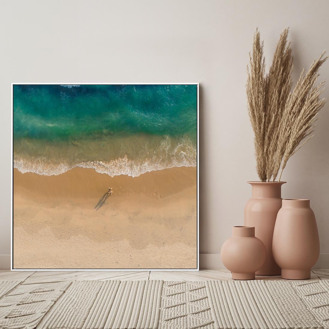Obraz w ramie 50x50 - Oaza Relaksu - plaża, morze - rama biała