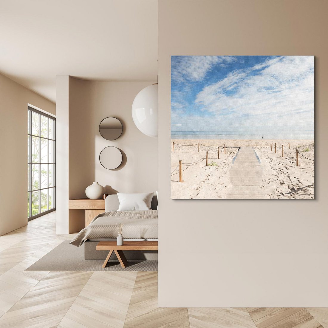 Obraz na płótnie 40x40 - Ścieżka na plaży - plaża, ścieżka