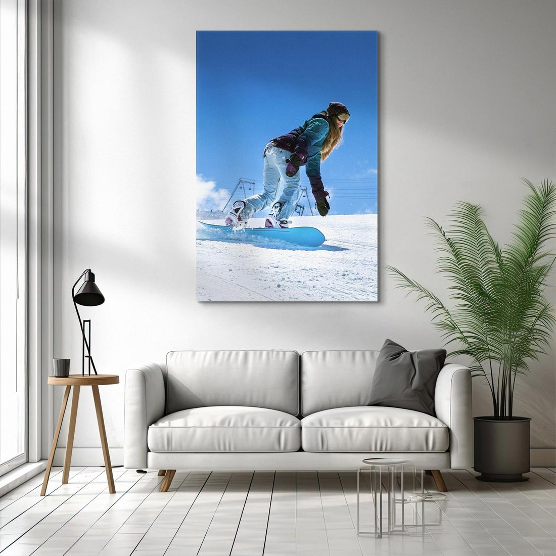 Obraz na płótnie 50x70 - Snowboard na zimowych zboczach - snowboard, zima