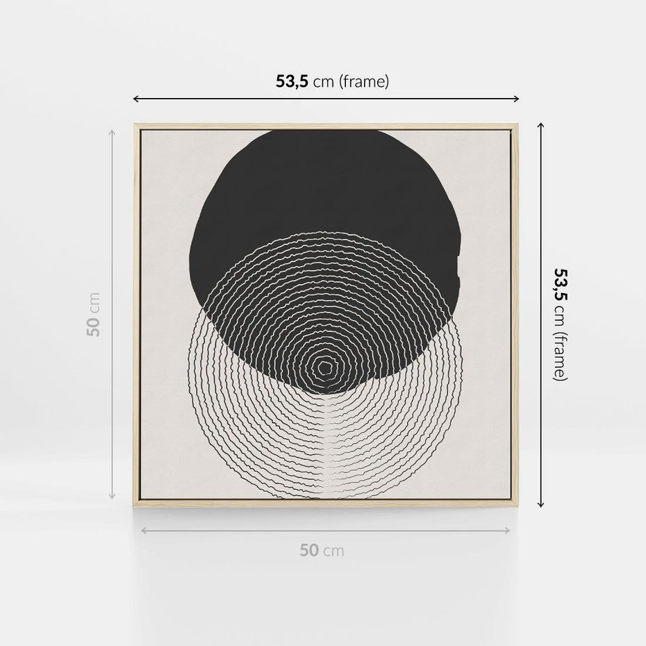 Obraz w ramie 50x50 - Boho Przenikanie Uroku - abstrakcyjna kompozycja, okręgi - rama drewno