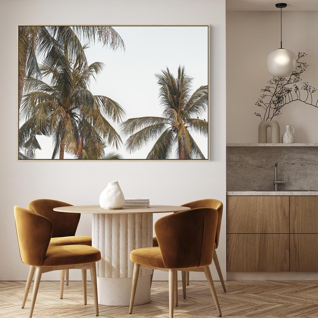 Obraz w ramie 70x50 - Palmy - tęsknota za Hawajami - palmy, Hawaje - rama drewno
