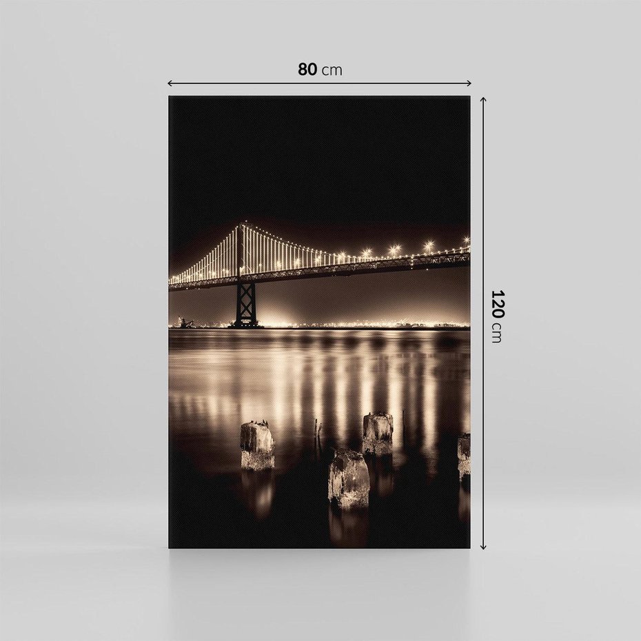 Obraz na płótnie 80x120 - Most nocą nad rzeką - noc, most