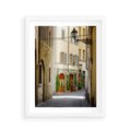Plakat w ramie 40x50 - Uliczka: perspektywa miejskiego krajobrazu - uliczka, perspektywa - rama biała