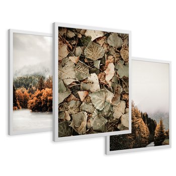 Zestaw obrazy w ramie 40x50 galeria - Krajobraz, góry, jesień, liście - rama biała