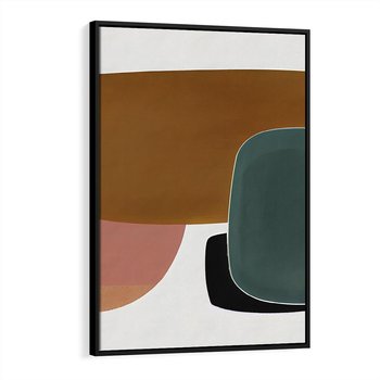 Obraz w ramie 70x100 - Emocje w akwarelach - geometryczne dziwne kształty, turkusowy - rama czarna