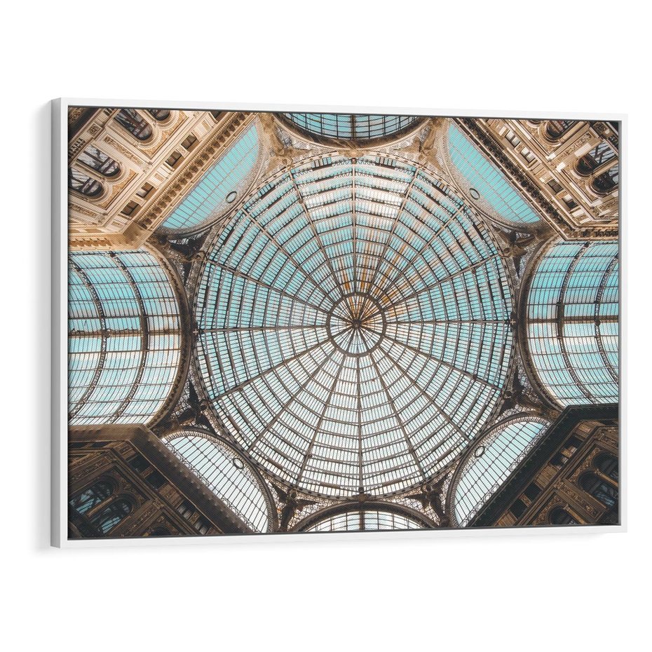 Obraz w ramie 100x70 - Magia Sklepienia - sklepienie, szklany dach - rama biała