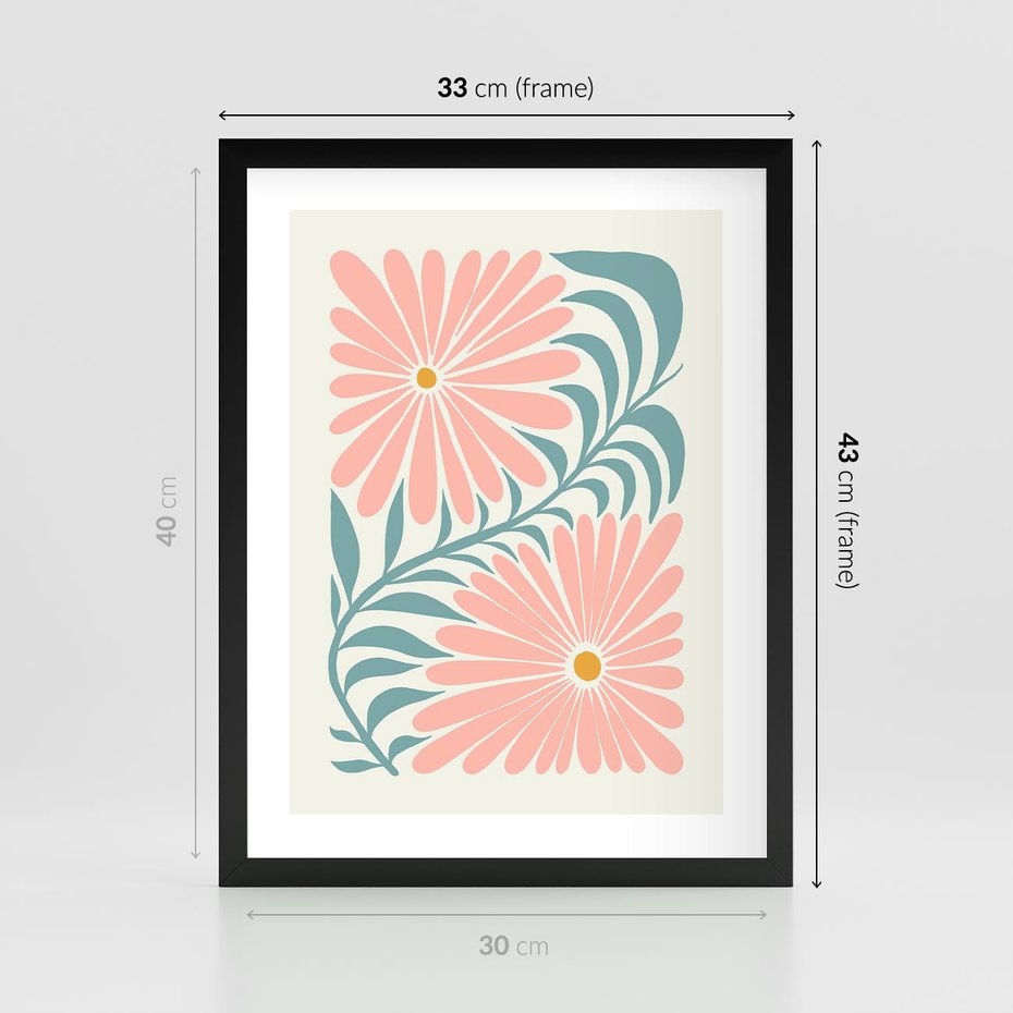 Plakat w ramie 30x40 - Kształtując Marzenia - kwiaty, sztuka nowoczesna - rama czarna