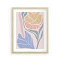 Plakat w ramie 40x50 - Kwiatowe Granice Kształtów - nowoczesny plakat, kwiaty w pastelowych kolorach - rama drewno