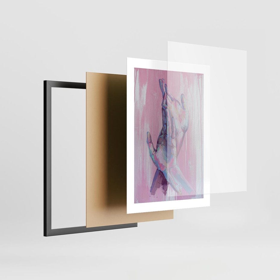 Plakat w ramie 30x40 - Splecione - obraz olejny, pastelowe kolory - rama czarna
