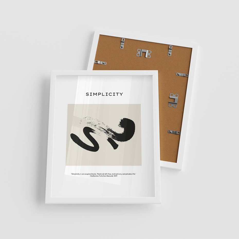 Plakat w ramie 40x50 - Prostota w kształcie - abstrakcja, maźnięcie farbą - rama biała
