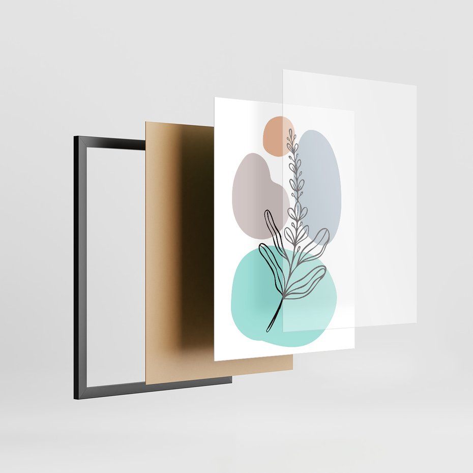 Zestaw obrazy w ramie 40x50 galeria - Rosliny, graficzne, minimalizm - rama czarna