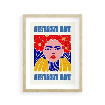 Plakat w ramie 50x70 - Przenikające Refleksje - sztuka abstrakcyjna, nowoczesny plakat - rama drewno