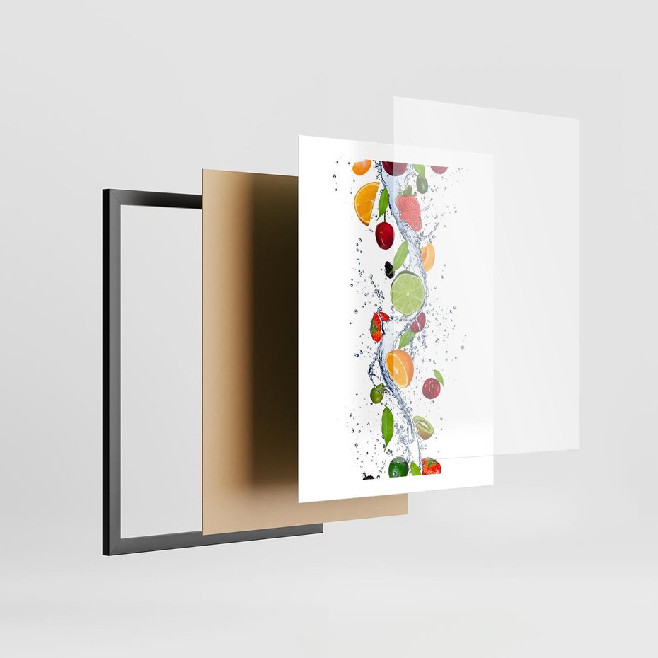 Plakat w ramie 50x70 - Kulinarne Inspiracje - owoce, woda - rama czarna