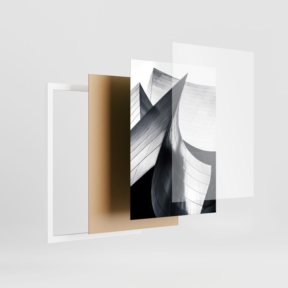 Zestaw obrazy w ramie 50x70 galeria - Nowoczesne, wieżowce, architektura - rama biała