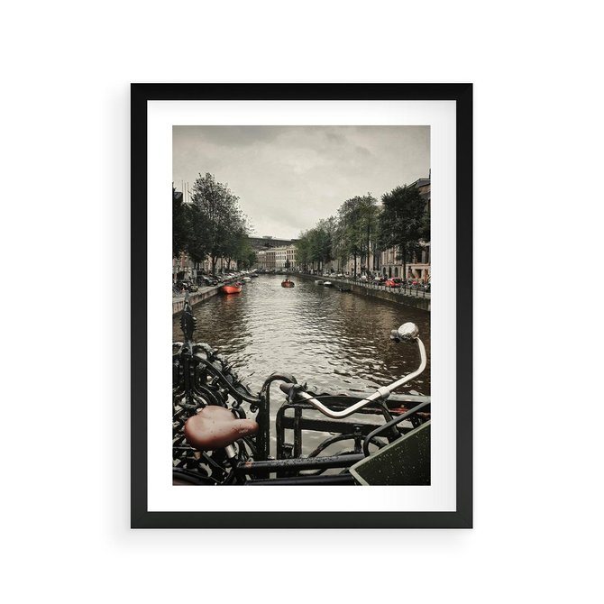 Plakat w ramie 30x40 - Miasto na Wodzie - holenderskie kanały, amsterdam - rama czarna