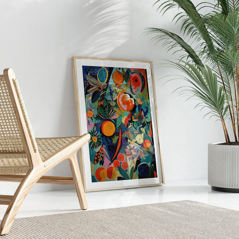 Plakat w ramie 30x40 - Echa Nietuzinkowych Wzorców - abstrakcyjny obraz olejny, jak picasso - rama drewno