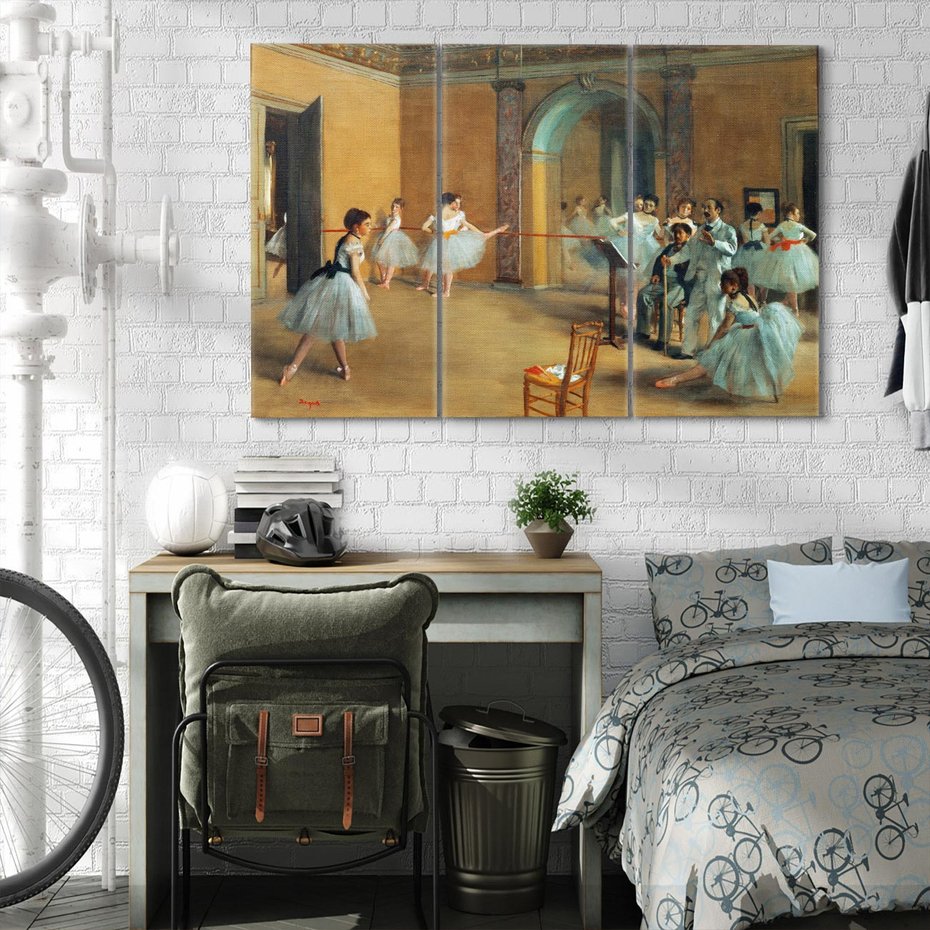 Obraz na płótnie 120x80 - The Dance Foyer at the Opera on the rue Le Peletier (1872), Edgar Degas - Reprodukcja - reprodukcja, obraz na płótnie