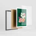 Plakat w ramie 50x70 - Rozbijające Echa - abstrakcyjne kwiaty, zielone tło - rama czarna