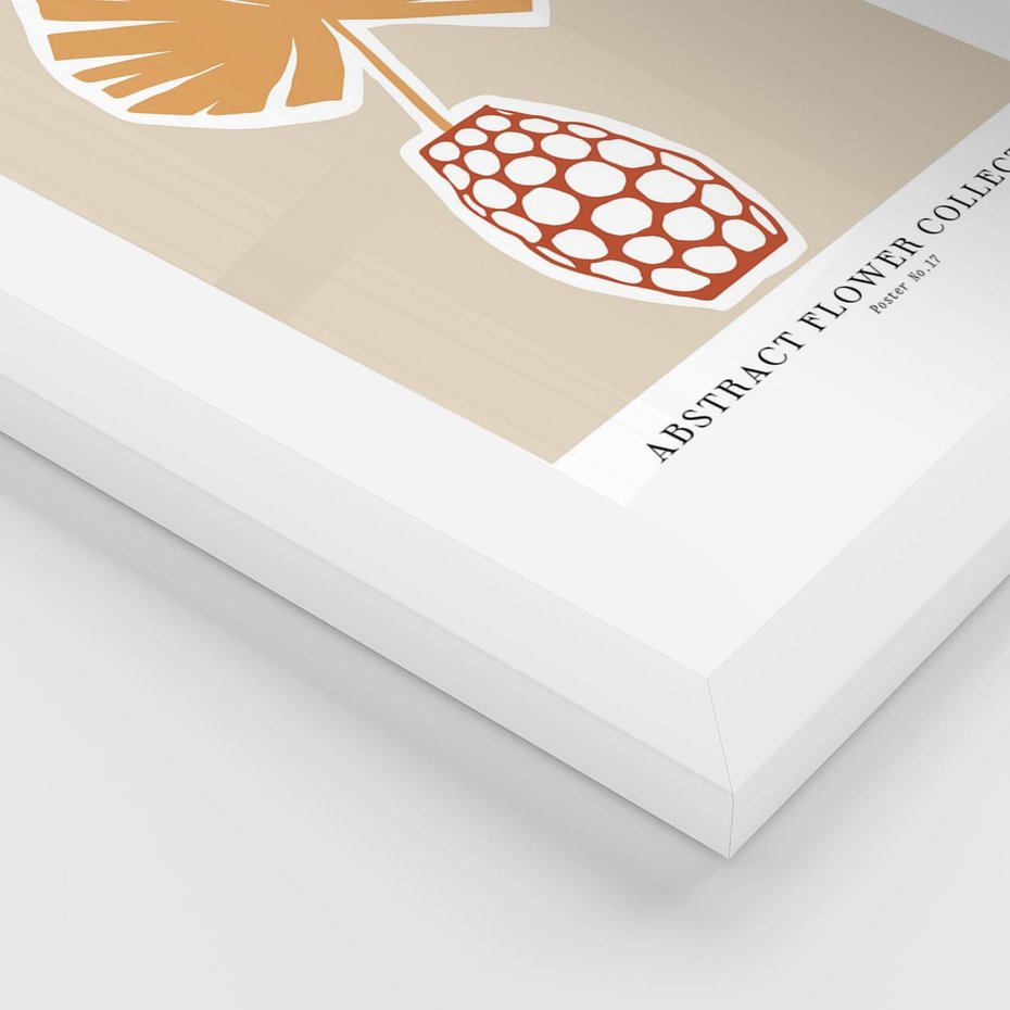 Plakat w ramie 40x50 - Kwiatowa Kreatywność - tropikalny liść w wazonie, typografia - rama biała