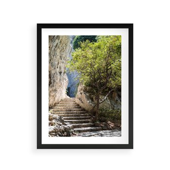 Plakat w ramie 30x40 - Krok po kroku do celu - schody, perspektywa - rama czarna