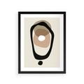 Plakat w ramie 30x40 - Intrygujące Zaskoczenia - beżowa abstrakcyjna kompozycja, czarny akcent - rama czarna