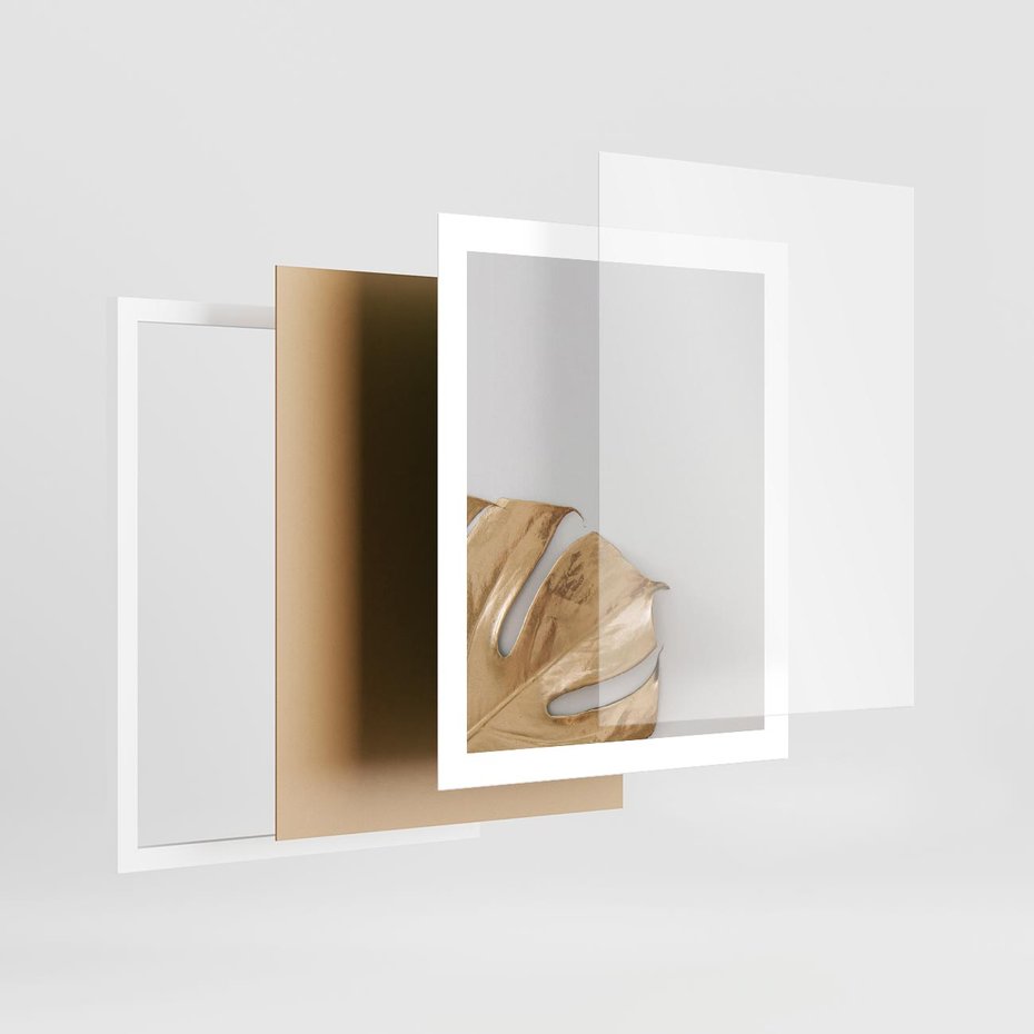 Plakat w ramie 40x50 - Natury Szlachetność - złote, liście - rama biała