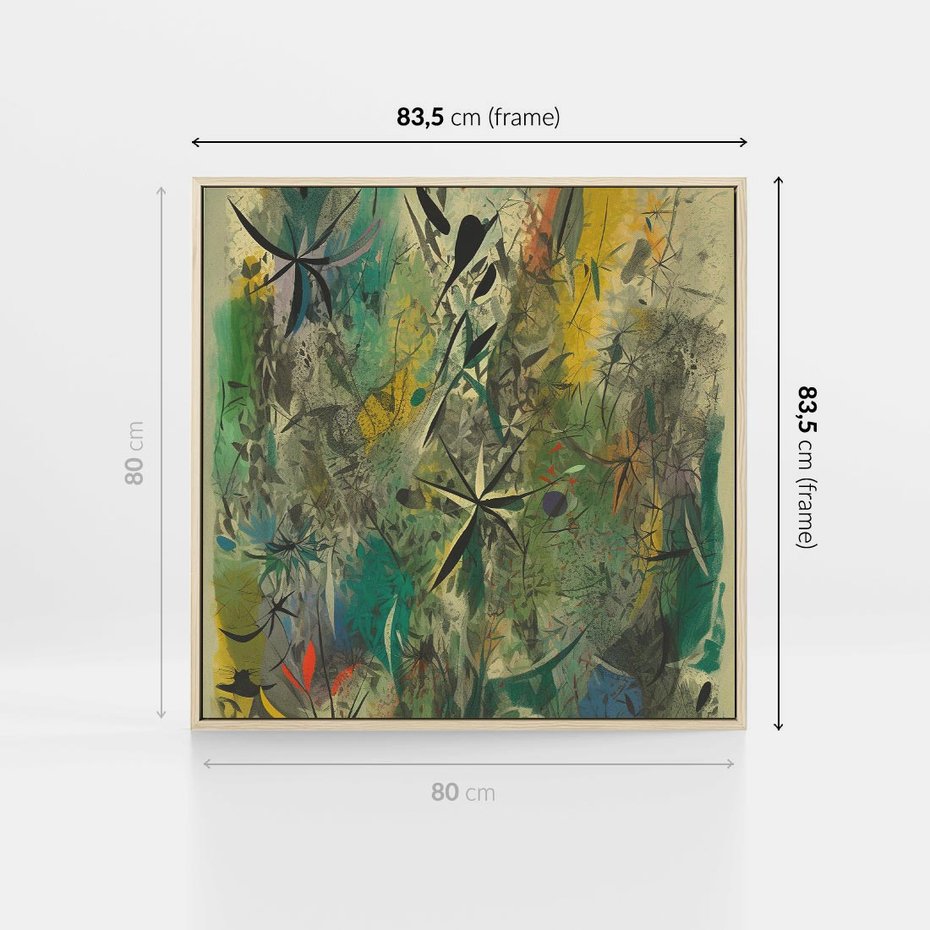 Obraz w ramie 80x80 - Tajemnicze Konstrukcje Form - abstrakcyjny obraz, mnogość kolorów - rama drewno