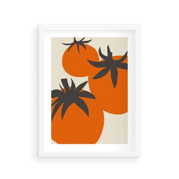 Plakat w ramie 40x50 - Jadalne Kształty - nowoczesny plakat do kuchni, pomidory - rama biała