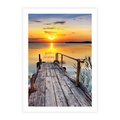 Plakat bez ramy 21x30 - Zachód nad jeziorem z pomostem - pomost, jezioro